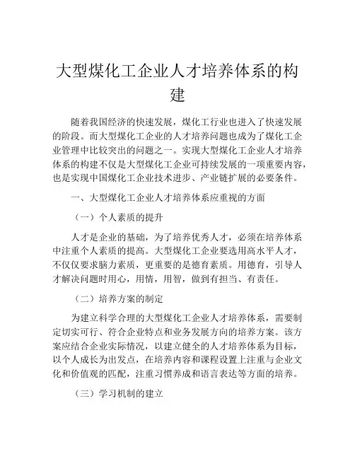 大型煤化工企业人才培养体系的构建
