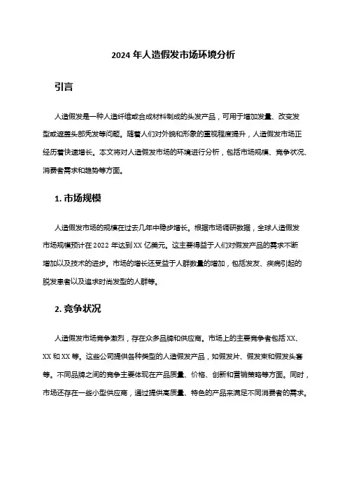 2024年人造假发市场环境分析