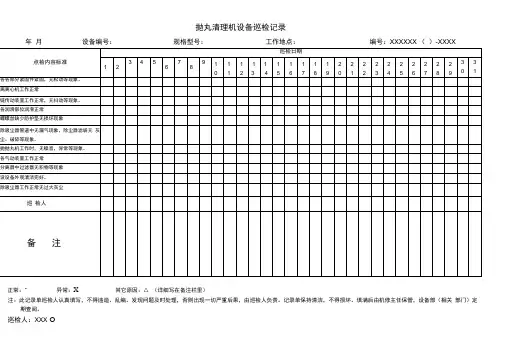 抛丸机运行点检表