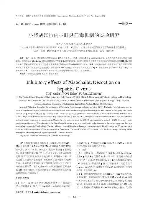 小柴胡汤抗丙型肝炎病毒机制的实验研究