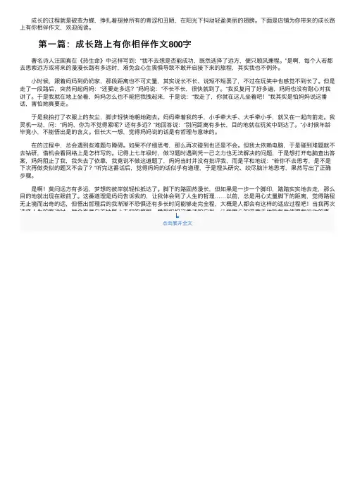 成长路上有你相伴作文800字