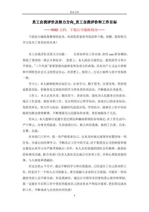 员工自我评价及努力方向_员工自我评价和工作目标