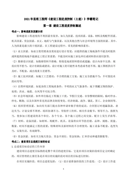监理工程师资格考试【进度控制】学霸笔记