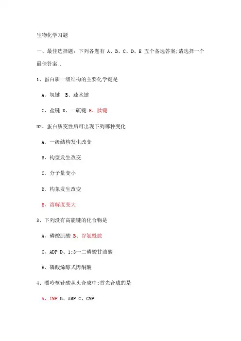 生化考试试题