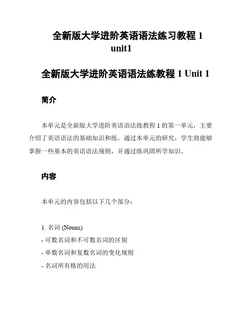 全新版大学进阶英语语法练习教程1 unit1