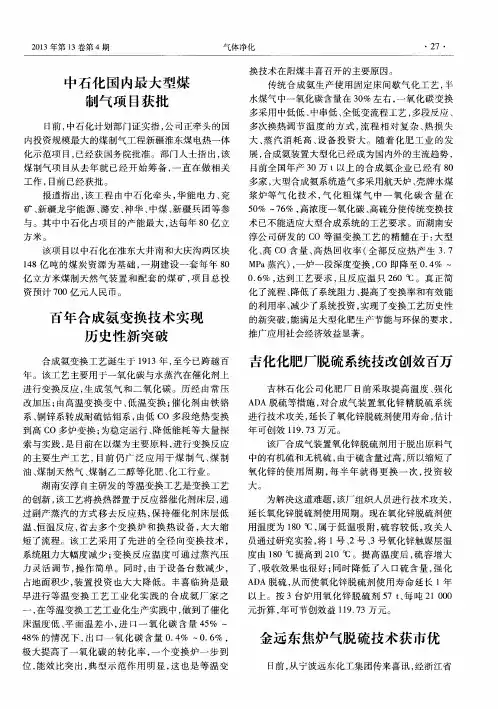 中石化国内最大型煤制气项目获批