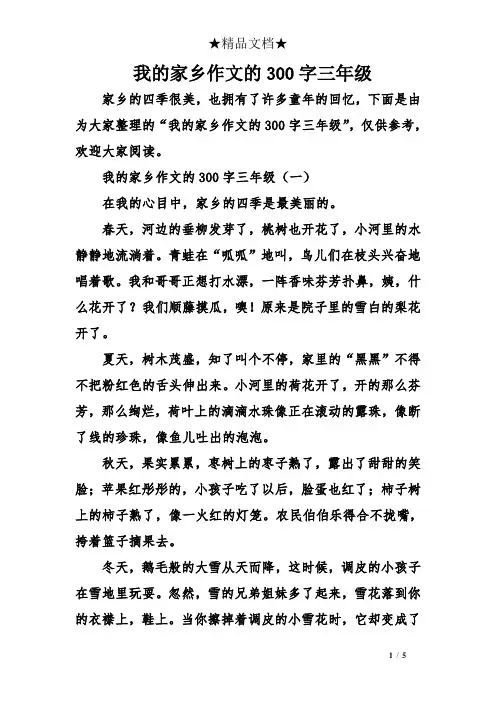 我的家乡作文的300字三年级