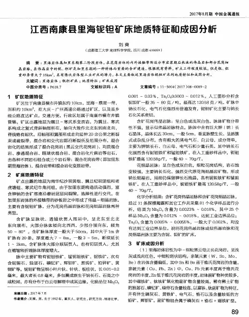 江西南康县里海铌钽矿床地质特征和成因分析