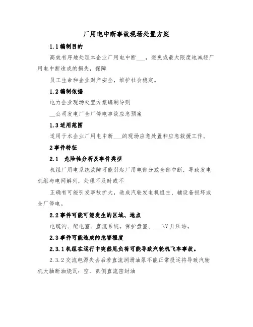 厂用电中断事故现场处置方案(二篇)