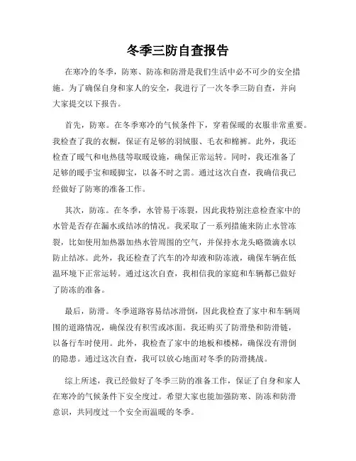 冬季三防自查报告