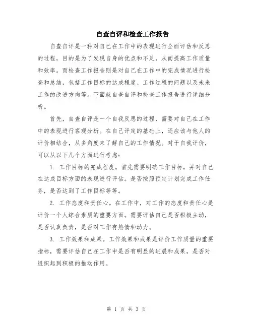 自查自评和检查工作报告