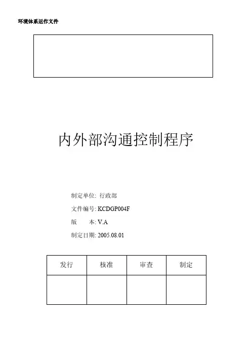 内外部沟通控制程序-推荐下载