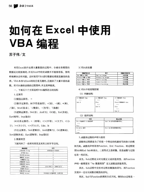 如何在Excel中使用VBA编程