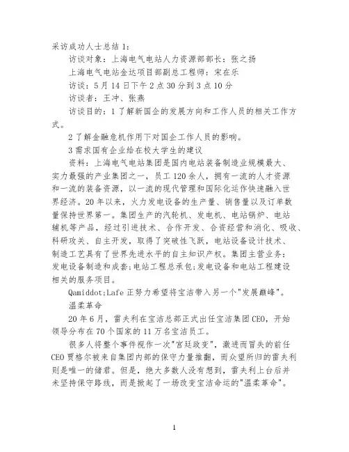 采访成功人士总结