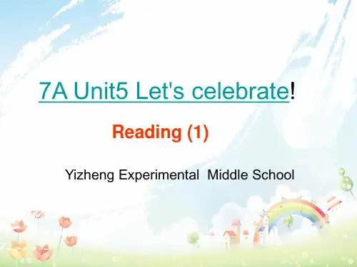最新牛津译林版七年级英语上册 Unit 5 Let’s celebrate Reading课件 