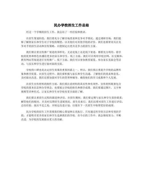 民办学校招生工作总结