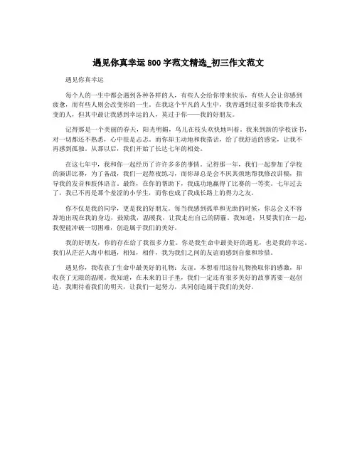 遇见你真幸运800字范文精选_初三作文范文