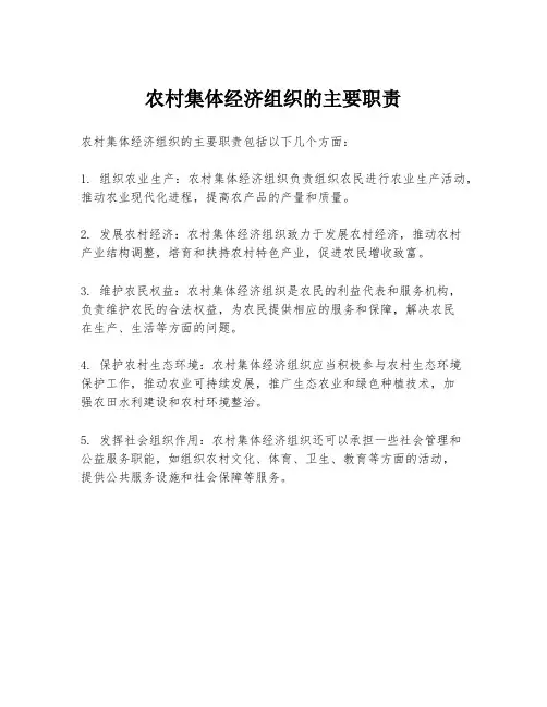 农村集体经济组织的主要职责