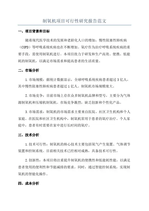 制氧机项目可行性研究报告范文