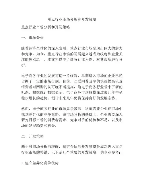 重点行业市场分析和开发策略