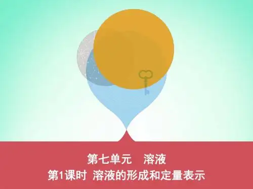 山东省泰安市2019中考化学复习第一部分基础过关第七单元溶液第1课时溶液的形成和定量表示课件