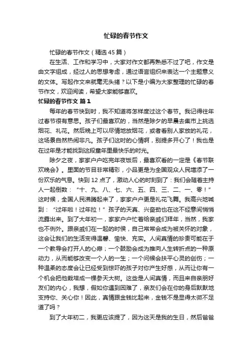 忙碌的春节作文（精选45篇）