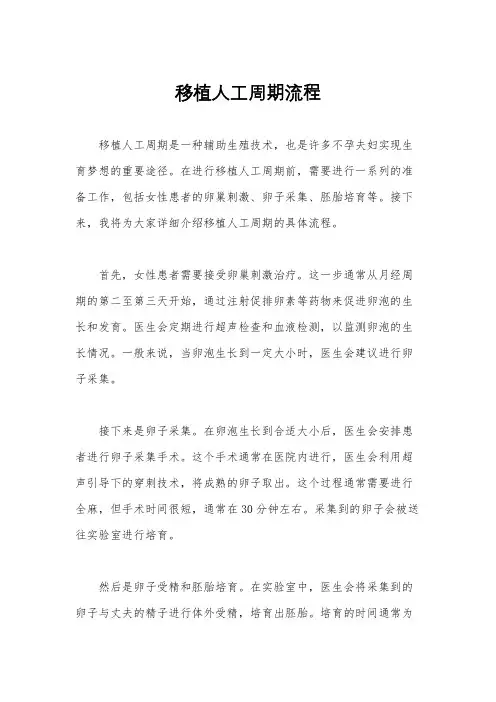 移植人工周期流程