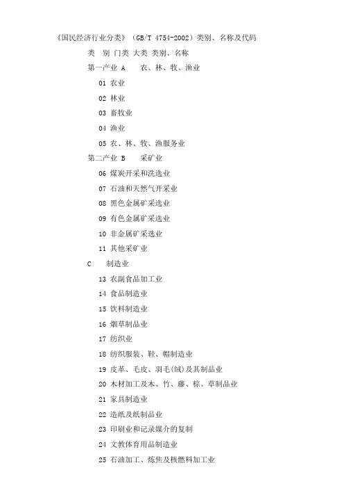行业分类标准