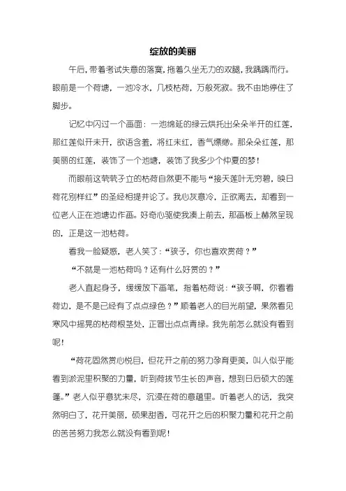 初一作文：绽放的美丽作文600字