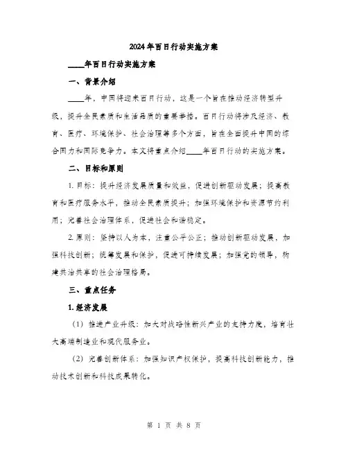 2024年百日行动实施方案（2篇）