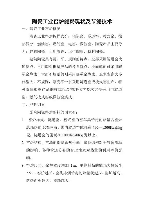 陶瓷工业窑炉能耗现状及节能技术