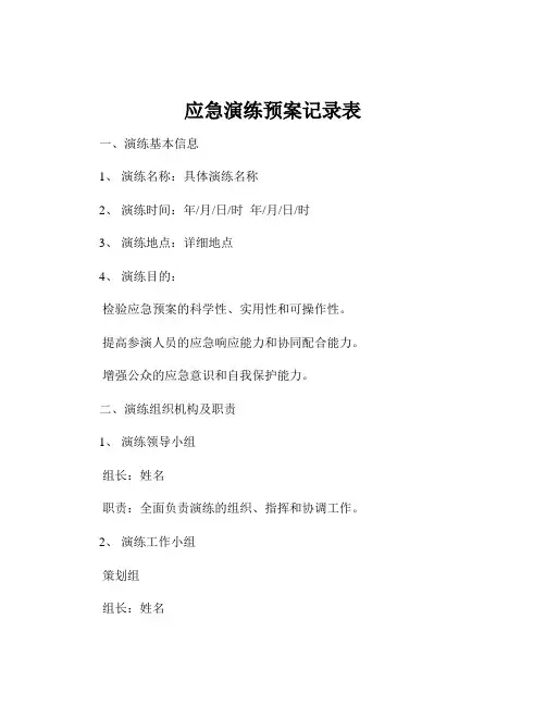 应急演练预案记录表