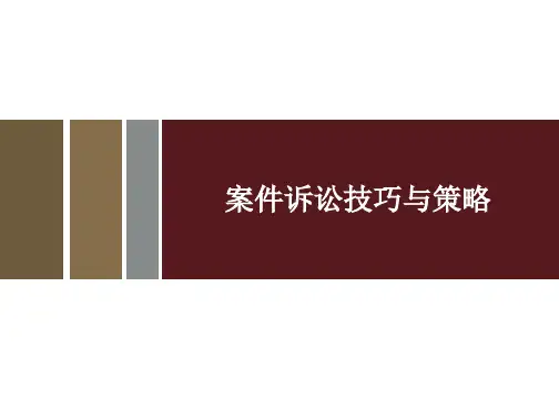 案件诉讼技巧与策略 精品PPT