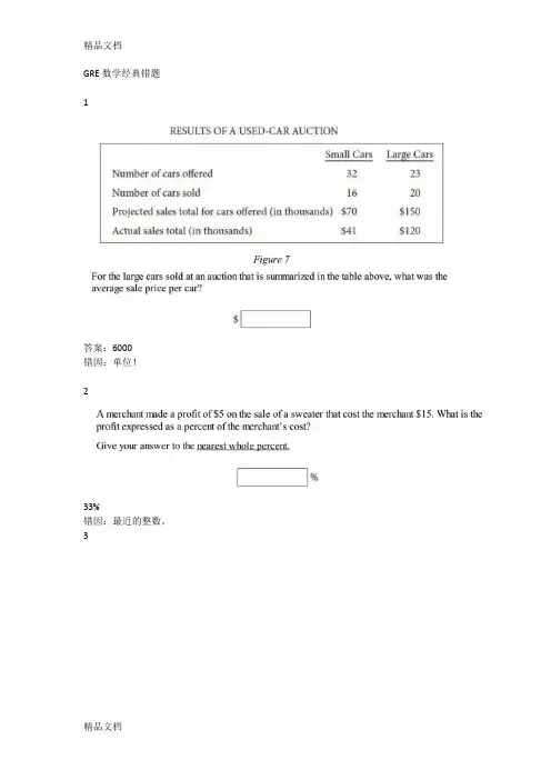 最新自己整理的GRE数学经典错题资料