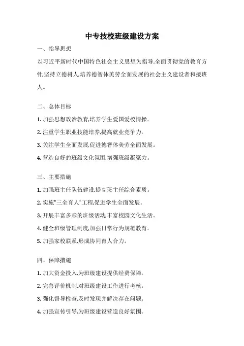 中专技校班级建设方案