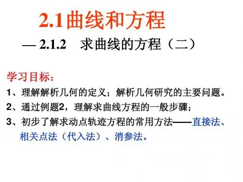 高中数学 2.1.2求曲线的方程(二)课件 新人教A版选修2-1