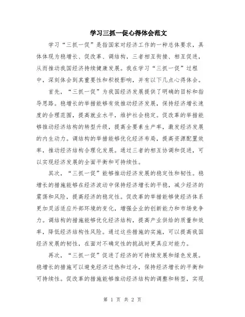 学习三抓一促心得体会范文