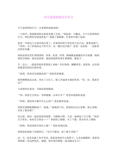 今天是奶奶的生日作文