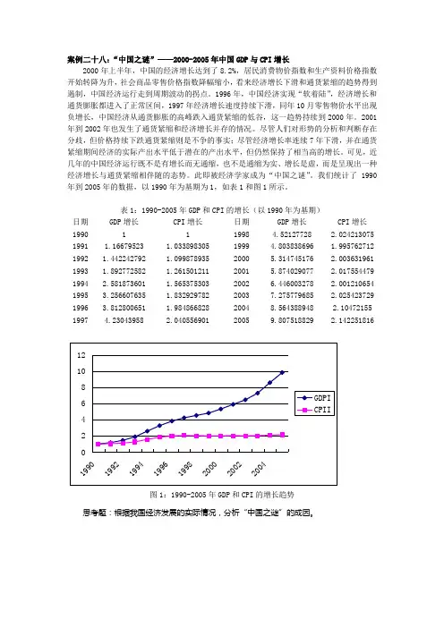 案例二十八：“中国之谜” ——2000-2005年中国GDP与CPI增长