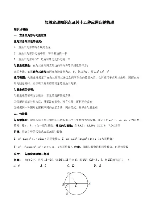 勾股定理的十五种应用题型梳理