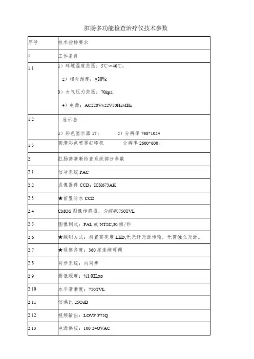 肛肠多功能检查治疗仪技术参数
