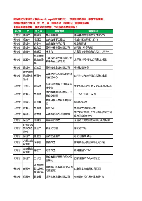 2020新版云南省布艺有限公司工商企业公司商家名录名单黄页联系电话号码地址大全80家
