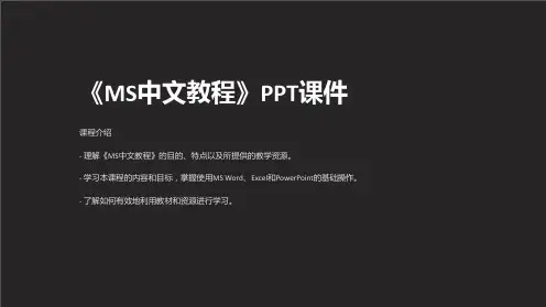 《MS中文教程》课件