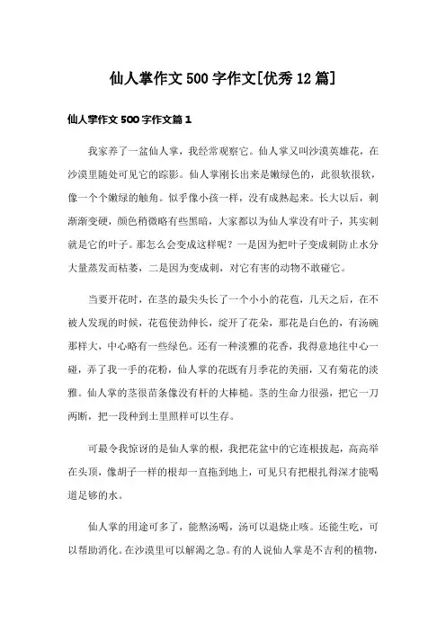 仙人掌作文500字作文[优秀12篇]