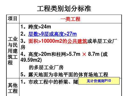 工程类别划分标准