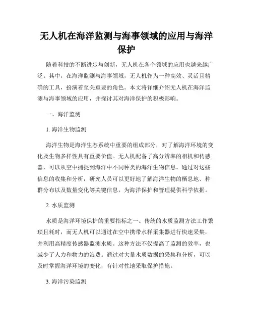 无人机在海洋监测与海事领域的应用与海洋保护