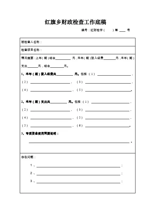 财政检查工作底稿