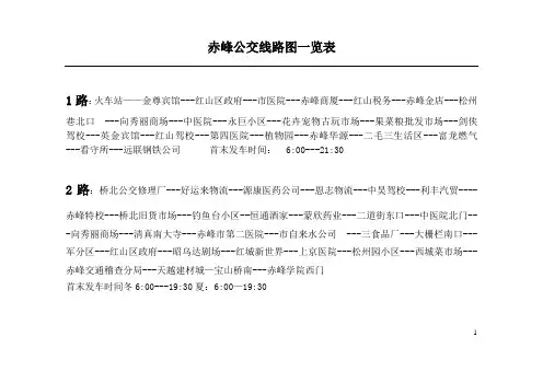 赤峰公交线路图一览表