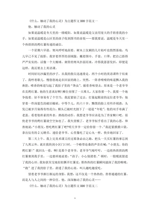精选《什么,触动了我的心灵》为主题作文800字5篇