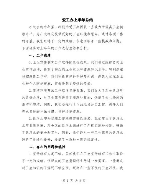爱卫办上半年总结